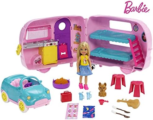Barbie Toys, Camper Playset with Chelsea Doll and Accessories Including Puppy, Car, Camper and More