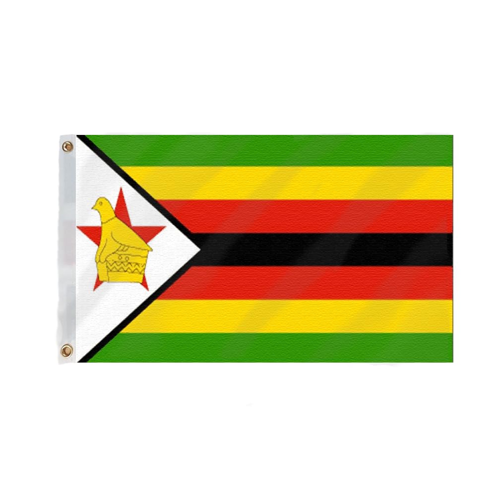 Flagmax Zimbabwe Flag 5ft x 3ft (150cm x 90cm), Durable Zimbabwean Flag with Eyelets for Outdoor Display