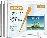 MaxGear Wall Mount Sign Holder 11 x 17 Inch, Clear Plastic Picture Frames Bonus with Mounting Screws, Door Sign Holders and Document Display Frame for Home, Office, Store, Landscape, 6 Pack