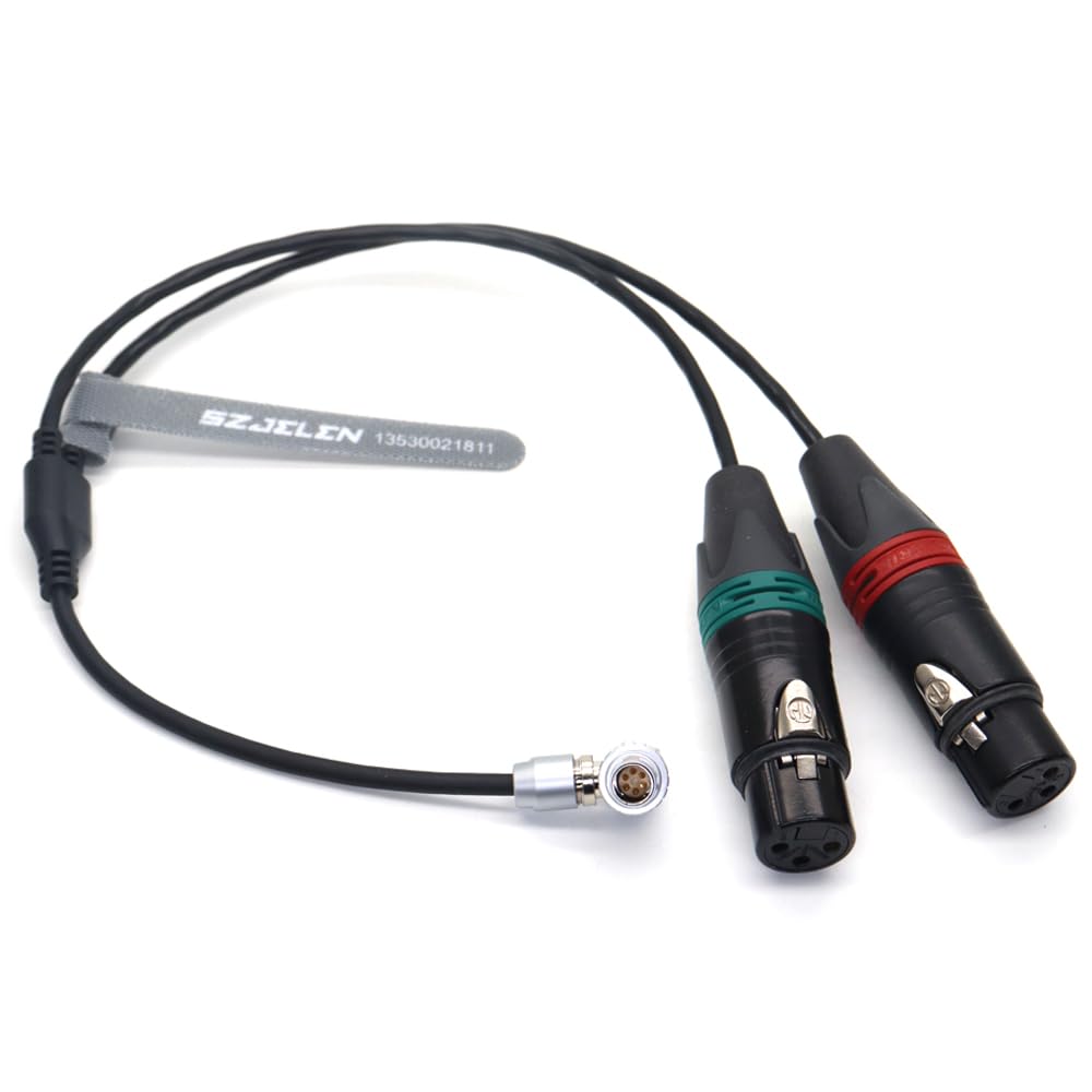 Arri Alexa Mini LF Audio Cable,Right Angle 0B 6Pin Male Connector to XLR 3-pin Female 2-Channel Audio Cable