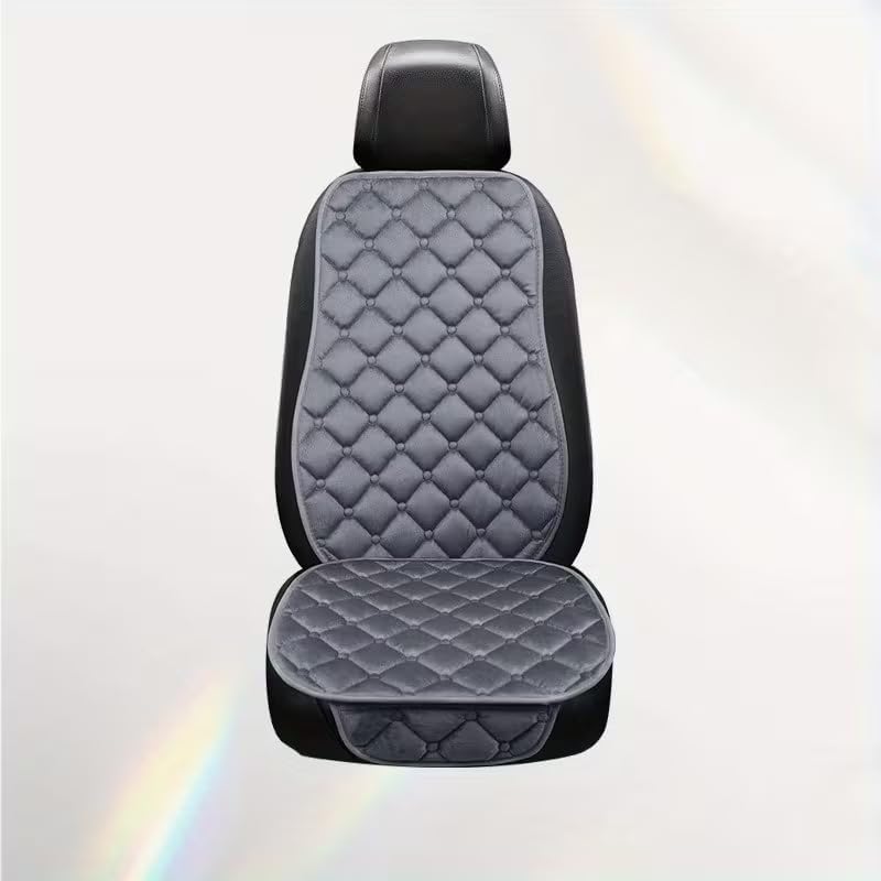 Image of Universal Car Seat Cushion Pad Soft Breathable Quilted Seat Cover with Pocket Non Slip Comfortable Front Seat Mat for Long Drive Driver Seat All Cars SUV Sedan Grey (Grey-1 Cover With Back Cover)