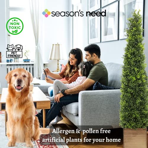 Sn Decor Season’s Need 2 Pack 4Ft Artificial Boxwood Topiary Cone Tower, Faux Plants Topiary Bushes, Silk Tree For Indoor Outdoor Front Porch Door Balcony Farmhouse Decoration - New #TOP4