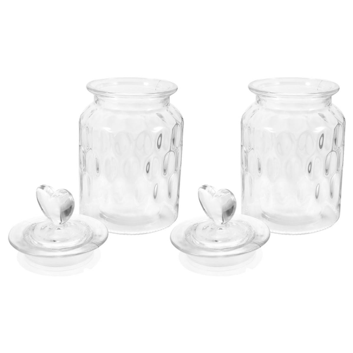 2 Pezzi Barattolo in Vetro Coperchio Ermetico 950ml Bianco