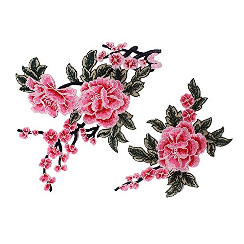 Resources House 1Set Pink Flower Patch Embroidery Applique Embroidered Floral Patches Sew On Patch Clothes Sewing #TOP1