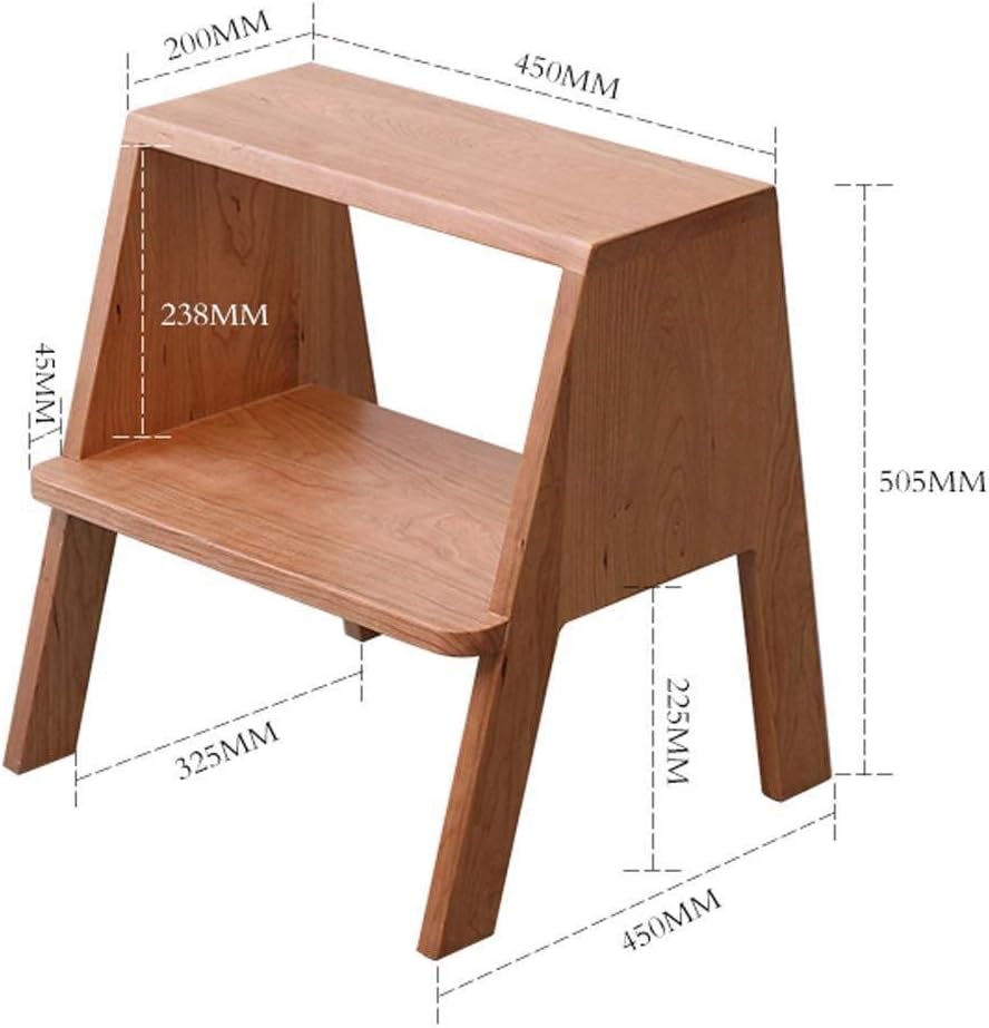 Indoor Climbing Stool, Solid Wood Step Stool Stairs Chair Stylish Simplicity Small Foot Stools Climbing Ladder with Safety Wide Pedal