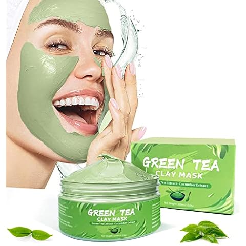 Clay Mask by Fullcube,Mud Mask with Green Tea & Magnolia Officinail,100% Organic Face Mask,Oily Skin Treatment, Blackhead Remover Mask,Face Masks Beauty,Face Masks Skincare (Green Tee) Cover
