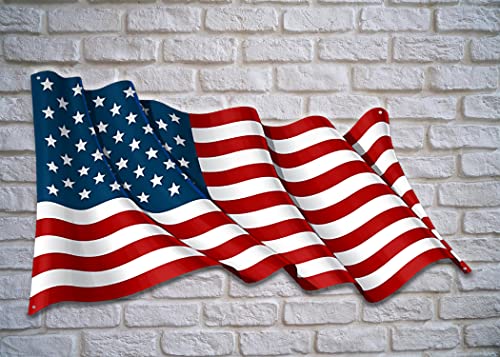 Rogue River Tactical Usa American Waving Flag Metal Tin Sign Wall Décor Man Cave Bar Us United States Wavy Die Cut Large 22X14 Inch #TOP1