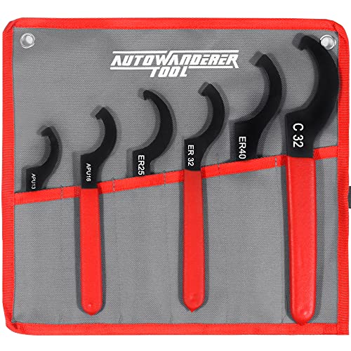AutoWanderer Tool Universal Spanner Wrench Set 6Pcs Steel Adjustable Shock Wrench Coilover Spanner Motorcycle Coil Over Shock Adjustment Tool - Image 2