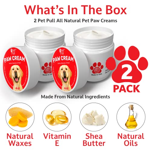 Pet Pull Paw Cream - 2 Pk - Dog Paw Protector For Heat, Cold & Rough Surfaces - Paw Moisturizer Balm With Natural Waxes & Oils - Puppy Invisible Boot Soothes, Moisturizes, Protects #TOP1