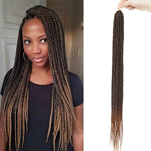 24"(60cm) SEGO Extensiones de Pelo Sintetico para Trenzas Africanas [Negro/Castaño Caoba Claro] Cabello Se Ve Natural Rizado Senegalese Crochet Twist Braiding Hair (24Roots,85g)