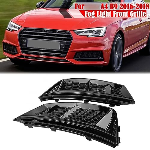 Grille de phare antibrouillard Glossy Black de qualité supérieure pour Audi A4 B9 2016
