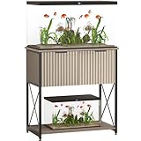 Piskyet 20-29 Gallon Fish Tank Stand,Metal Frame Aquarium Stand,Cabinet for Fish Tank Accessories Storage,Suitable for Turtle Reptile Tank Stand Terrarium Stand,340Lbs,Grey