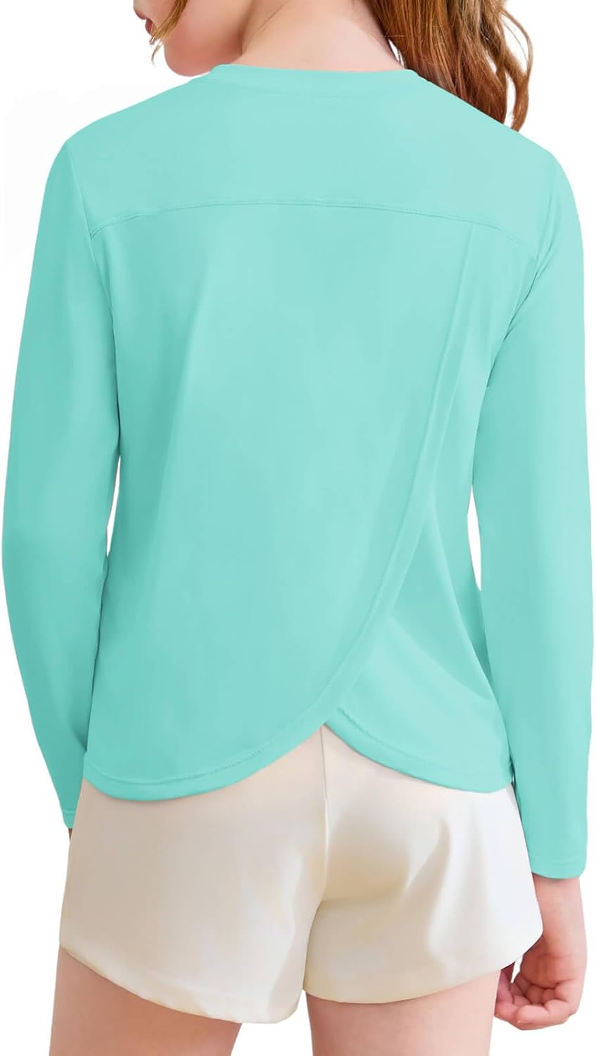 Kids’ Long Sleeve Athletic Shirts with Split Back | Quick Dry 5-14Y