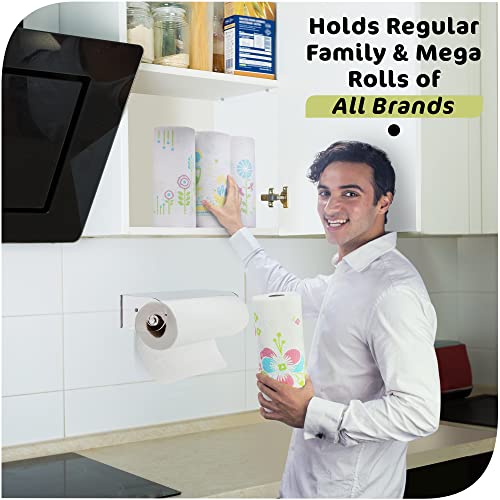 Srenta Clear Acrylic Paper Towel Holder Wall Mount Paper Towel Holder Under Cabinet, Wall Mounted Undermount Hanging Paper Towels Holder Dispenser, Holds Jumbo Rolls, Adhesive Strips & Screws Included #TOP2