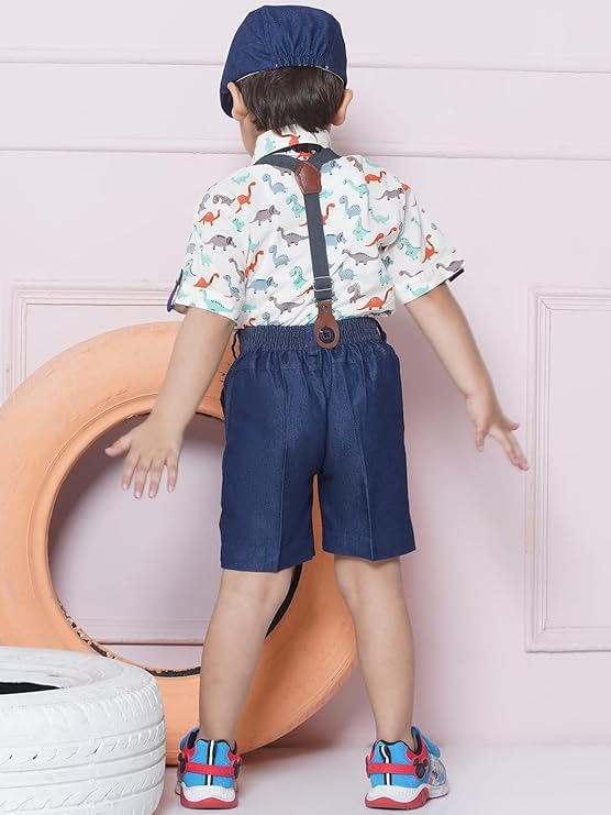 Image of AJ DEZINES Kids Casual Wear Clothing Cotton Shirt Short Set For Boys