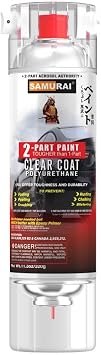 SAMURAI 2-Part Polyurethane Spray Paint Clear Coat for Car - 11.3 Ounce UV Resistant and Rust Resistant Polyurethane Spray FLAT CLEAR, Pack of 1 Can