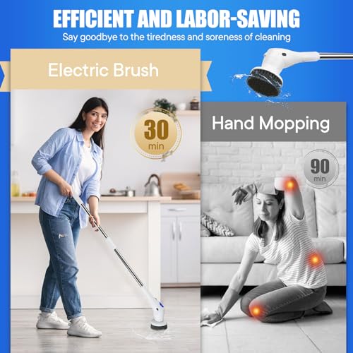 Image of Electric Spin Scrubber for Cleaning Cordless Power Shower Scrubber Bathroom Cleaning Brush for Bathtub Toilet Floor Kitchen Bathroom Essentials Scrubbing Brush