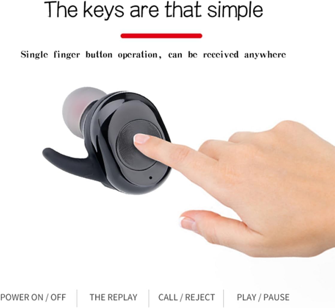 in-Ear Bluetooth Headphones Wireless Headphones Stable Connection Comfortable and Stable Wearing Freedom of Movement Ergonomic Design for Smart Phone Laptop Computer Sports, Black