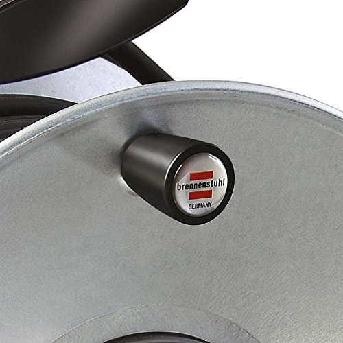 Brennenstuhl Garant SK Serie Kabelhaspel, verzinkt, roestvrij staal, 4 Italiaanse stopcontacten, 10 A / 16 A, geaarde deksel, zelfsluitend, ergonomische greep 290 mm 50 M Zilver