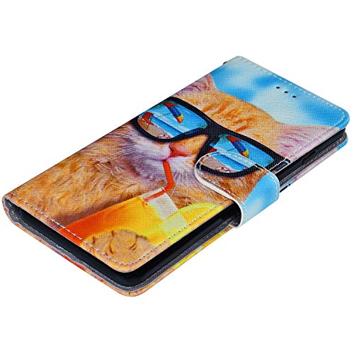 IKASEFU Capa compatível com LG Stylo 4 com pintura fofa de couro PU carteira com compartimentos para