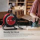 Labgear Extension Lead 15m Heavy Duty Cable Reel 4 Socket 13A Power Reel with Thermal Cut-Out Protection, Durable Drum and Carry Handle Black/Red - Image 3