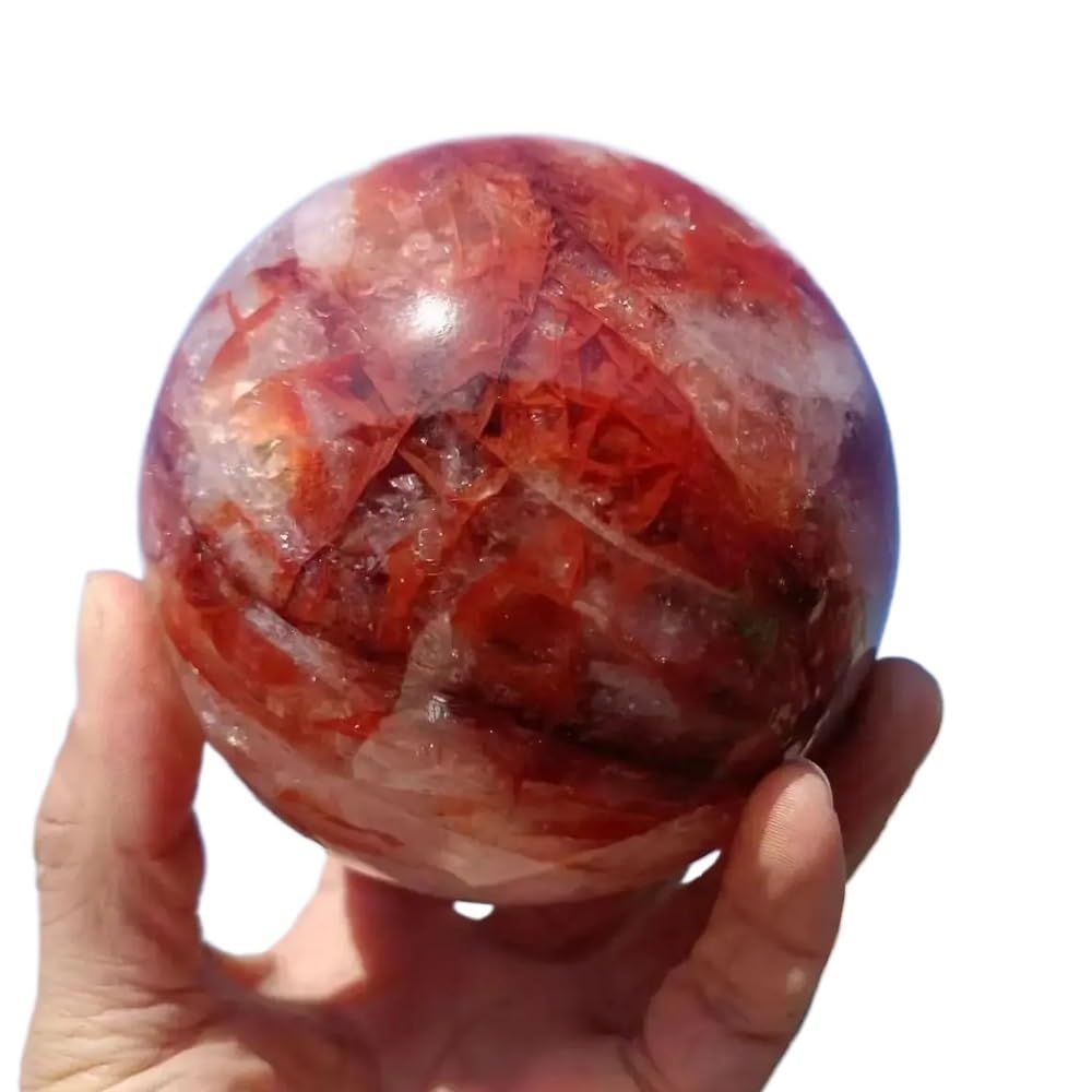 SSOPTMCB Stone Red Fire Quartz Ball Crystal Room Office Decor Gift(Size:800-900g) Gemstone Stone
