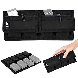 JJC Speicherkarten-Halter für SD SDHC SDXC/Micro SD/XQD Karten + 4 Kamera-Akkuslots für Canon LP-E6 LP-E17 Sony NP-F550 NP-FW50 NP-FZ100 Fujifilm NP-W126 Nikon EN-EL15 EN-EL14