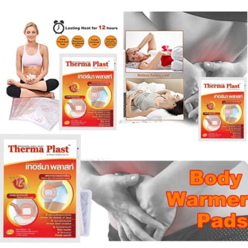 THERMA PLAST Menstrual Cramps and Muscle Pain Relief Plaster Heat Pad, Product Of Taiwan, Pack Of 3