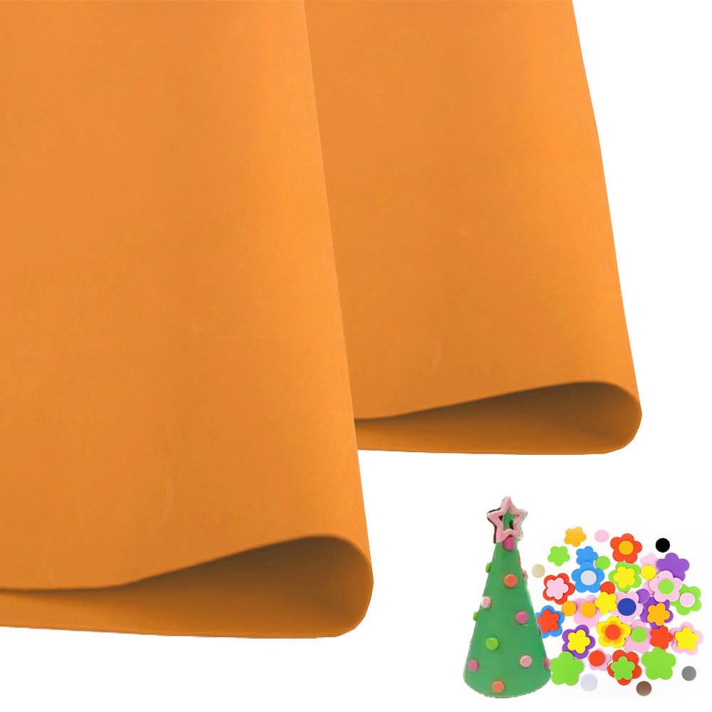 SKYPRO 2 Pcs Orange Eva Foam Sheets Cosplay EVA Foam 1mm Thick 50x50cm EVA Foam Papers for Arts Crafts DIY Project