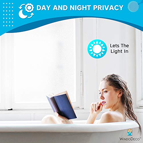Windodeco Frosted Matte Decorative Privacy Window Film Non-Adhesive Static Cling For Bathroom Office Home Glass Door Heat Control Uv Protection (Frosted White 48 In X 7 Ft) #TOP5