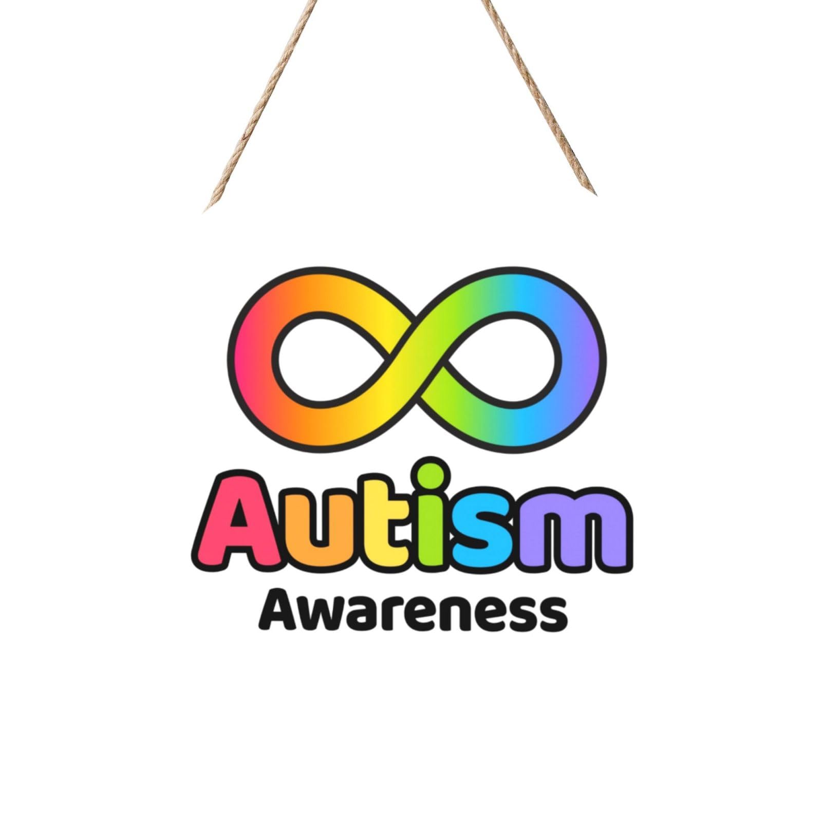 Autism Awareness Month Door Signs Plaques Wood Welcome Sign For Front Door Wall Hanging For Home Farmhouse Office Classroom Party Decoration