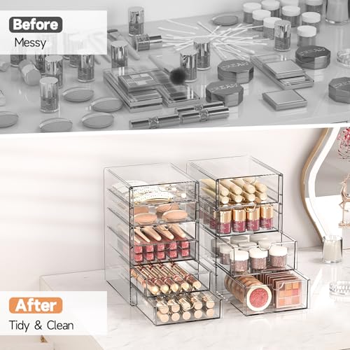 image for DOMNIU Makeup Drawer Storage Organizer with 20 Drawers, 4 Set Acrylic 