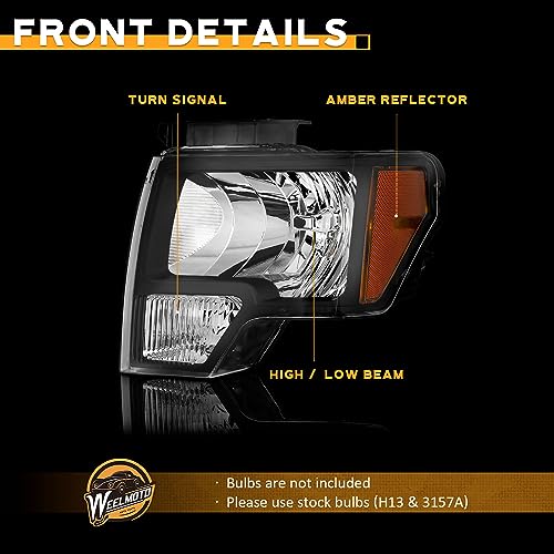 WEELMOTO Halogen Headlights for 2009 2010 2011 2012 2013 2014 Ford F-150 by WEELMOTO - Used condition - Image 6