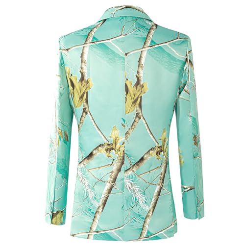 Men's Suits 2 Piece Jacket Pants Set Blue Notch Lapel Printed Blazer Suit Set with Tie for Prom Dinner Party3