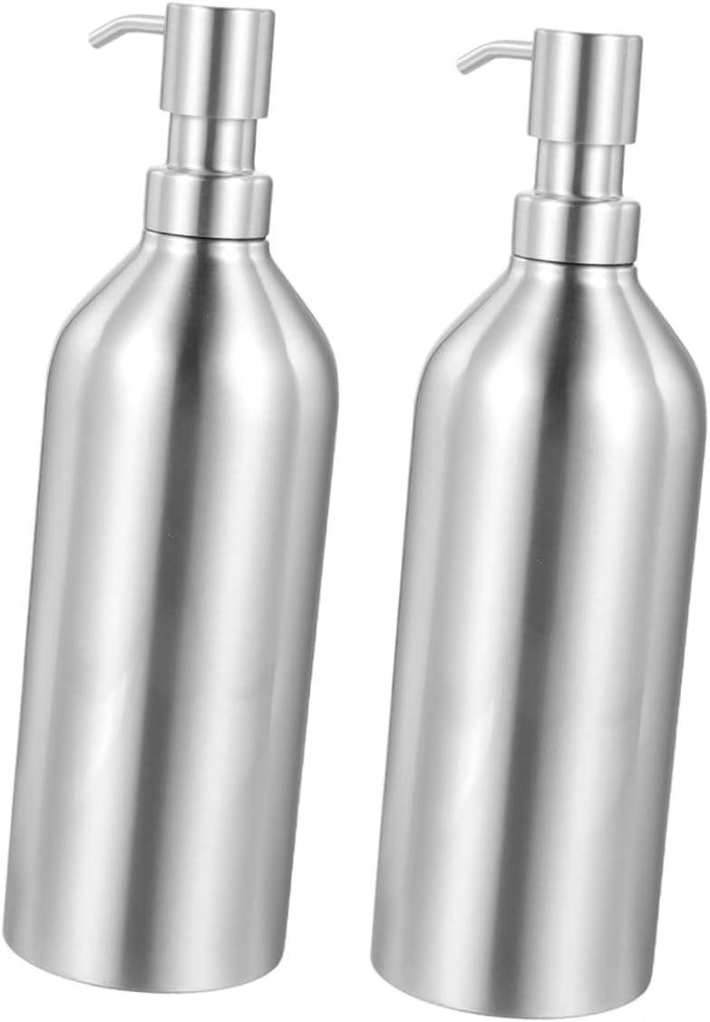 2pcs Stainless Soap Dispenser Pump Refillable Liquid Soap Bottle for Home Use Compact Design Flat Bottom for Stability Easy to Clean