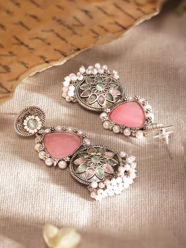 Image of Rubans Jhumka Earrings for Women & Girls | Wedding Jhumki Traditional Fashion Oxidised Ethnic Designer Jewellery Statement Gift
