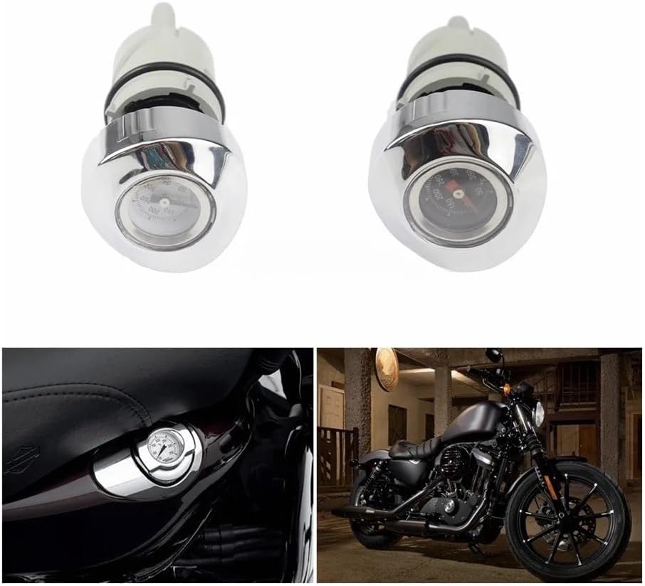 for XL for Sportsters for Forty for Eight for XL 1200X 883N 883R Motorcycle Engine Dipstick Oil Fill Cap Tank Temperature Gauge Oil Level Indicator(White)