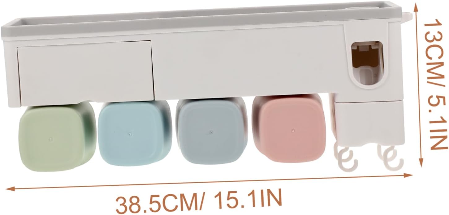 1set Automatic Squeeze Toothpaste Holder and Wall-Mounted Toothbrush Organizer Multi-Functional Bathroom Storage for Toothbrushes and Cosmetics Easy to Install Nail Design