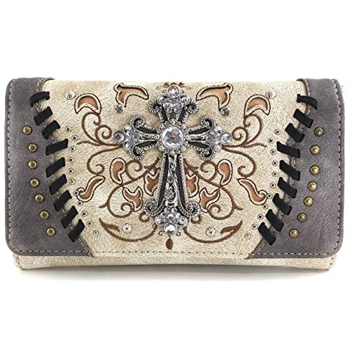 Zelris Spring Bloom Western Cross Women Crossbody Wrist Trifold Wallet