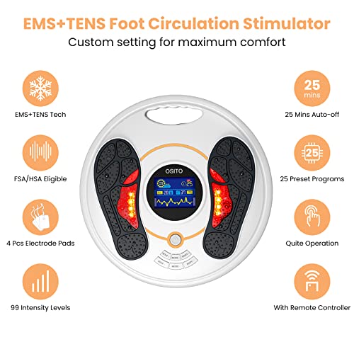 Osito Foot Circulation Stimulator, Ems &Tens Foot Massager, Electric Foot Stimulator Improves Circulation, Feet Legs Nerve Muscle Stimulator Relieves Body Pain And Neuropathy(Fsa Or Hsa Eligible) #TOP2