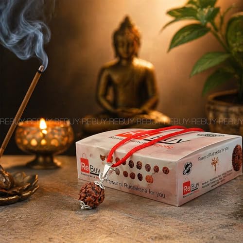 Image of REBUY 5 Mukhi Original & Lab Certified Nepali Rudraksha With Silver Pendant | 5 Faced Natural & Certified Astrological Rudraksha For Unisex Men & Women | Positive Effect, 20-25 mm in