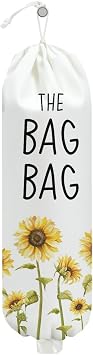 Sunflower Plastic Bag Holder for Kitchen Essentials, Reusable Wall Mount Grocery Bag Holder for Plastic Storage bag, Large Storage Organizer Storage Dispenser, Sunflower Gifts for Women Mom Grandma