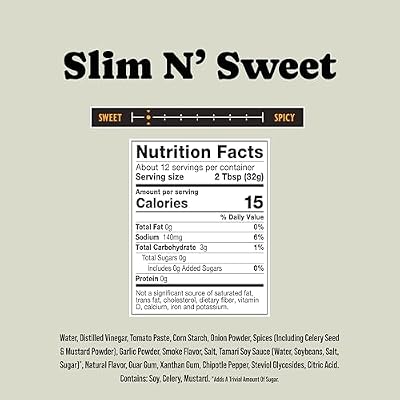 Rufus Teague Sugar-Free BBQ Sauce Slim N' Sweet, Keto Sauce with Stevia, Natural Ingredients, Low Calorie, Award-Winning, Gluten-Free, Kosher, Non-GMO, 12.25 oz