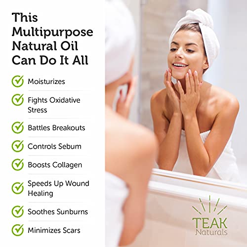 Teak Naturals Cold Pressed Organic Jojoba Oil Natural Unrefined Pure Jojoba Oil Moisturizer For Skin Hair And Nails - 4 Ounces #TOP5