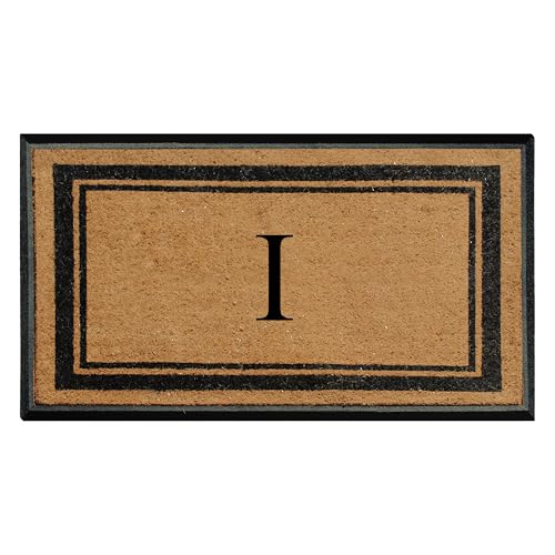 Natural rubber & coir monogrammed doormat 30x48