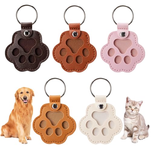 Aanqilze 5PCS Pet Hair Storage Keychain Pet Dog Cat Hair Collector Paw Shaped fur keepsake Keychains Pet Enthusiast Commemorative Gift