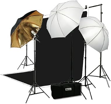 ePhoto Triple Lighting Video Photography Light Kit 2 Muslin Support Stands Kit with Case by ePhotoInc H4049