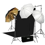ePhoto Triple Lighting Video Photography Light Kit 2 Muslin Support Stands Kit with Case by ePhotoIn