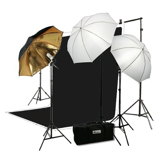 ePhoto Triple Lighting Video Photography Light Kit 2 Muslin Support Stands Kit with Case by ePhotoInc H4049