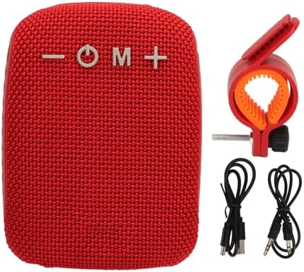 Pomya Cycling Bluetooth Speaker, Wireless Bike Speaker with Bracket, IPX4 Water Proof Outdoor Sports Cycling Speakers with Dual Pairing, 500mAh Battery, Support Memory Card Radio (Red) - 5